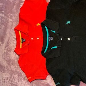 red and black polo button shirts